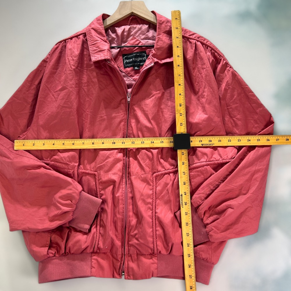 VTG Peter England Mens XL Windbreaker Jacket Pink Full Zip Lightweight Outerwear - Picture 3 of 13